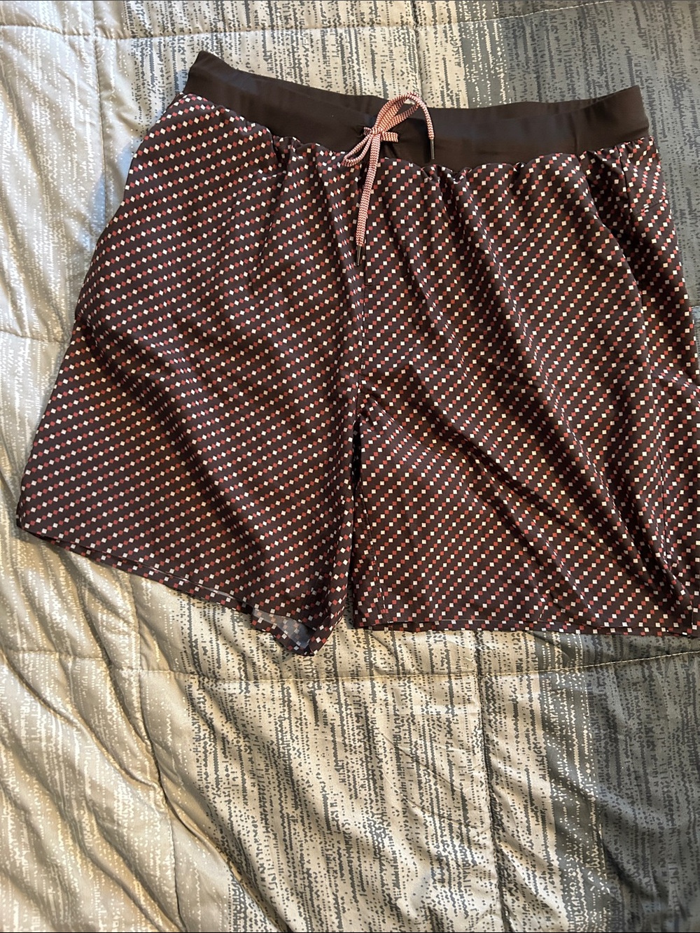 Rabbit Men's Athletic Brown Square Design Performance Shorts